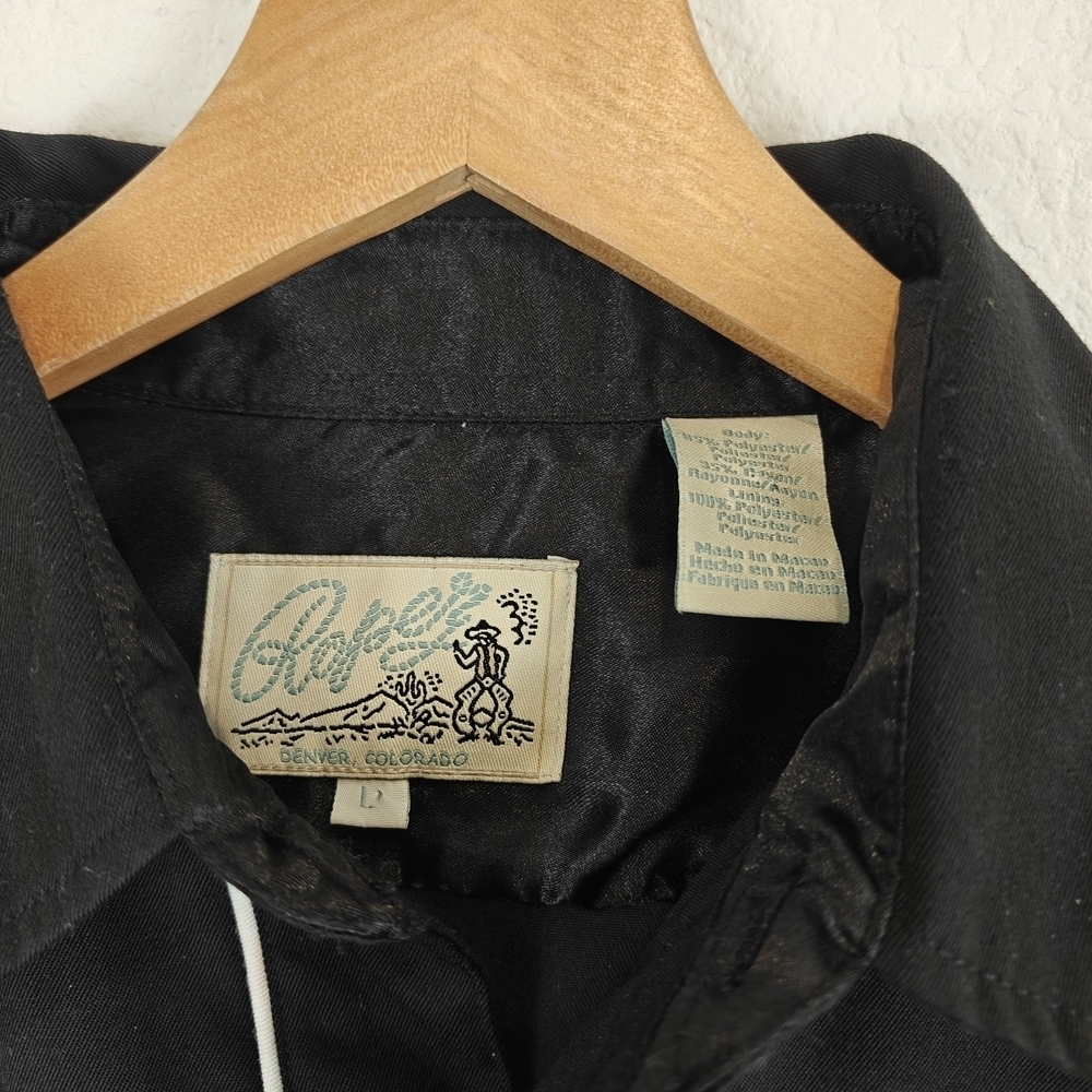 Vintage Roper Black Western Pearl Snap Shirt – White Embroidered Scroll Men’s LG - Picture 7 of 13